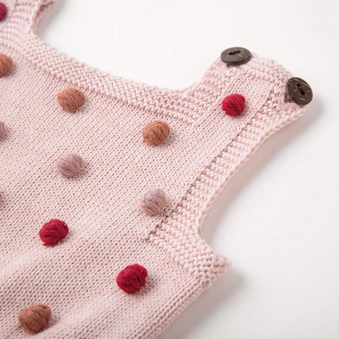 Simplee kids Baby Girl Knit Romper Fall Sleeveless Pompoms Rompers Newborn Little Girl Overall Jumpsuit Outfits