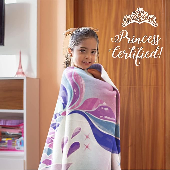 Personalized Mermaid Fleece Blanket - Ships Next Day, Made in USA - Custom, Soft, & Plush, Couch Bed Throw for Kids, Girls Bedroom Décor, Pink & Purple (Fleece – 60x80)