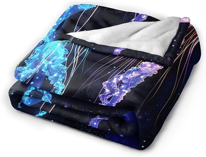 Tijuboni Jellyfish Throw Blanket Jellyfish Gifts for Girls Boys Women Men Kids Adults Soft Flannel Fleece Blanket for Couch Sofa Bed Home Decor 60"x80"