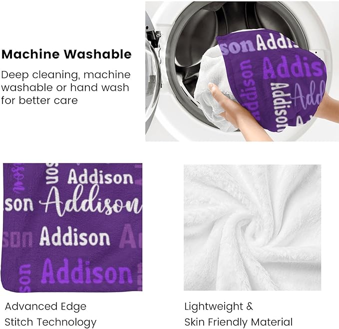 Dr.TOUGH Name Blanket Personalized Blanket for Adult Kids Flannel Customized Personalized Blankets and Throws