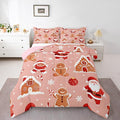 Feelyou Christmas Kids Comforter Set Twin Size Santa Bedding Set Gingerbread Man Duvet Quilt for Kids Boys Girls Bedroom Snowflake Decor Microfiber Ultra Soft Breathable