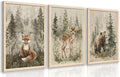 kilamino Wood Framed Woodland Animal Nursery Wall Art, Cute Fox Bear Deer Wall Decor, Neutral Wildlife Animal Art Prints, Funny Nature Forest Animal Canvas Paintings for Baby Room Playroom 16"x24"x3