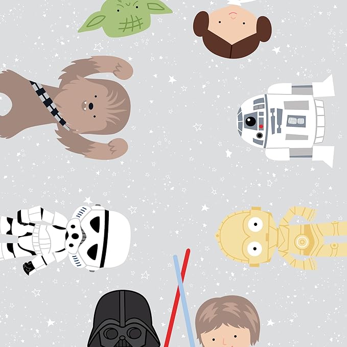 Lambs & Ivy Star Wars Galaxy Cotton Fitted Crib Sheet - Yoda/Darth Vader/R2D2