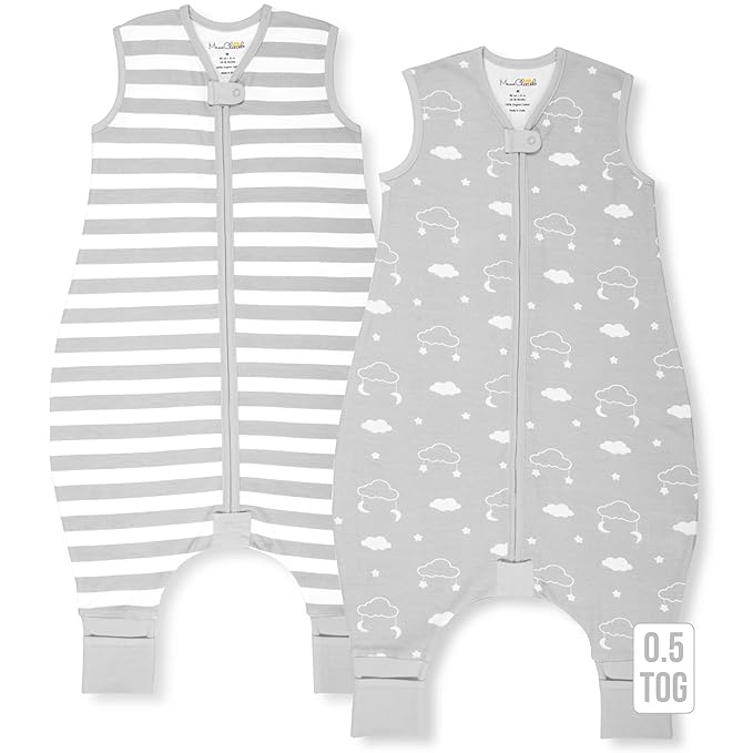 Mama Cheetah Toddler Sleep Sack with Feet 3T-4T, 0.5 TOG Organic Cotton Baby Wearable Blankets with Legs, Baby Sleeping Bag for Walkers, Early Walker Large