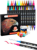 30 Colors Acrylic Paint Pens, Dual Tip Acrylic Paint Markers with Brush and Fine Tips for Kids and Adults, Wood, Canvas, Stone, Rock Painting, Glass, Ceramic Surfaces, DIY Crafts Making