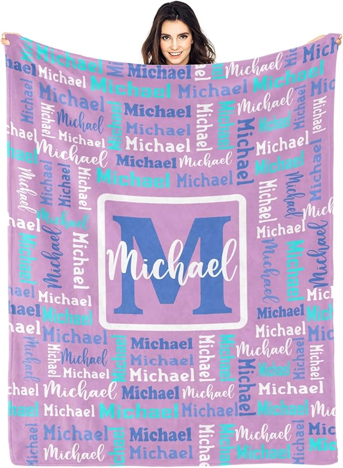 Dr.TOUGH Name Blanket Personalized Blanket for Adult Kids Flannel Customized Personalized Blankets and Throws