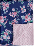 david's kids Micro Fleece Minky Baby Blanket for Girls with Double Layer and Soothing Raised Dots, Breathable and Soft Lightweight Receiving Blanket for Newborns, 40x50 Inches, Navy Floral