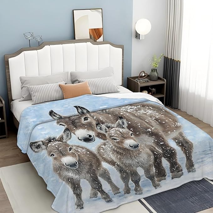 Tijuboni Donkey Throw Blanket Donkey Gifts for Girls Boys Women Men Kids Adults Soft Flannel Fleece Blanket for Couch Sofa Bed Home Decor 50"x60"
