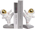 Book Ends for Shelves Decorative, Upgraded Astronaut Bookshelf Stopper Resin Book Shelf End Holders Heavy Duty Bookends for Kids Gifts Cute Spaceman Book Ends for Space Decor(F2-Gold)