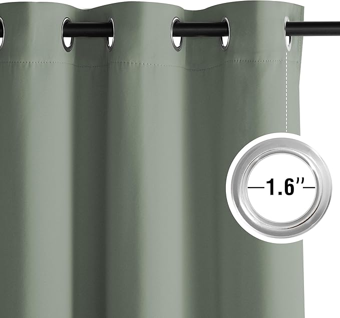 NICETOWN Sage Green Room Darkening Curtains 84 Inches Long 2 Panels for Living Room, Bedroom, Nursery Summer Thermal Insulated Blackout Drapes Grommet Noise Reducing Window Treatment, W40