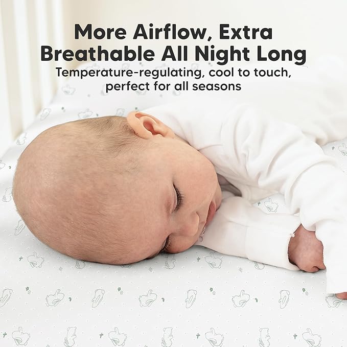 KeaBabies 2-Pack Fitted Crib Sheets for Boys, Girls, Baby - Soft Bamboo Viscose Cotton, 52x28 Standard Crib Mattress Sheets, Toddler Bed Mattress Cover, Gender Neutral, Breathable, Durable (Bunnies)