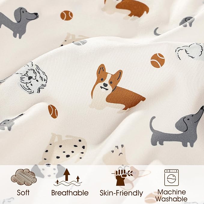 PHF 3 Pack Soft Mini Crib Sheets, Pet Dogs Pack N Play Sheets for Baby Boys Girls, No Slip Universal Fit for Pack N Play, Playard, Portable and Mini Crib Mattresses, Pet Dogs