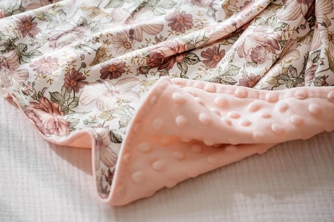 Baby Blankets for Unisex Boys Girls, Soft Plush Minky Blanket with Double Layer Dotted Backing for Infant Newborn Toddler, Vintage Floral Western Wild Flowers 30 x 40 Inch (Vintage Floral)