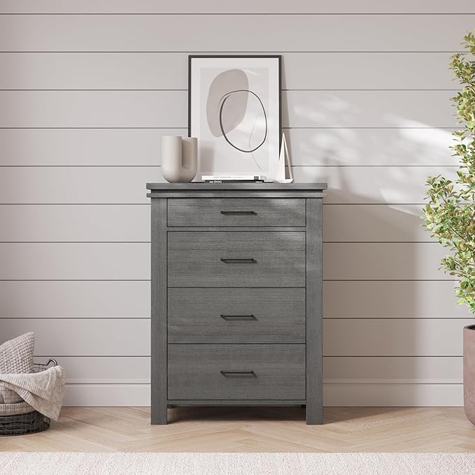 Child Craft Denman Crib, Dresser and Chest Nursery Set, 3-Piece, Includes 4-in-1 Convertible Crib, Dresser and Chest, Grows with Your Baby (Midnight Gray)