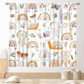 Boho Rainbow Curtains for Girls Bedroom, Bohemian Cute Lovely Butterfly Floral Rainbow Print Pastel Baby Kids Girls Bedroom Living Room Nursery Playroom Classroom Curtains for Windows, 42"x45" Inch