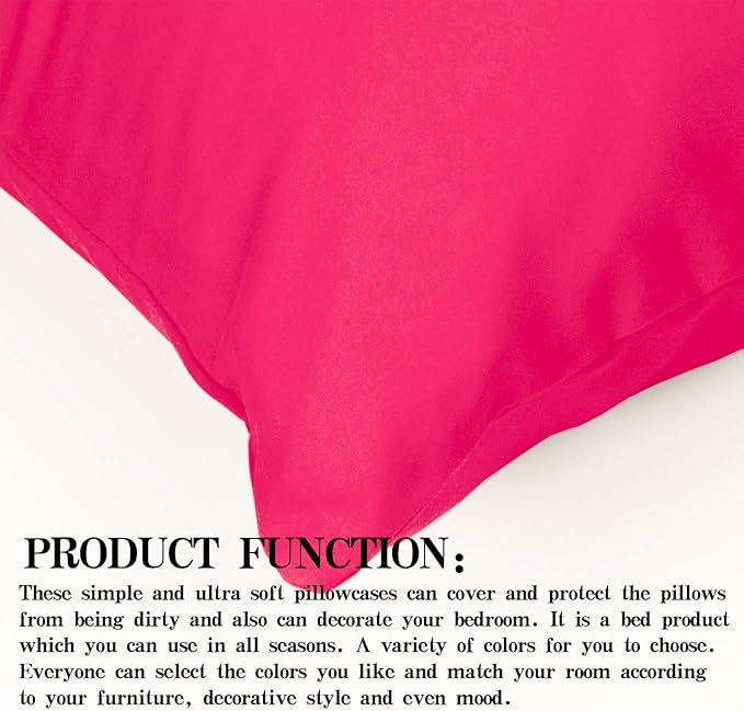 NTBAY Zippered Toddler Pillowcases Set of 2, 100% Brushed Microfiber 13x18 Pillowcases, Super Soft and Cozy Travel Kids Nursery Pillow Cases, 13x18 Inches, Magenta
