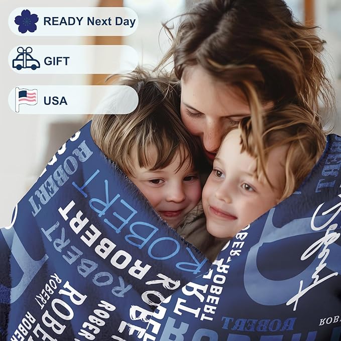 Ships Next Day, Personalized Blanket for Teen Boys Girls, Custom Blanket with Name Customized Flannel Throw Christmas Birthday Blanket Gifts for Kids or Adult