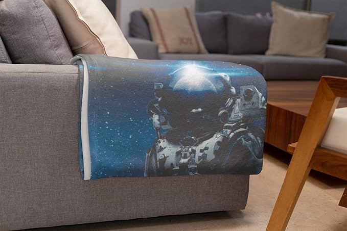Personalized Astronaut Space Fleece Throw Blanket | Custom Adult and Kids Soft Warm Travel Blanket | Birthday Gift for Boys and Girls (Space V5, Sherpa - 60x80)