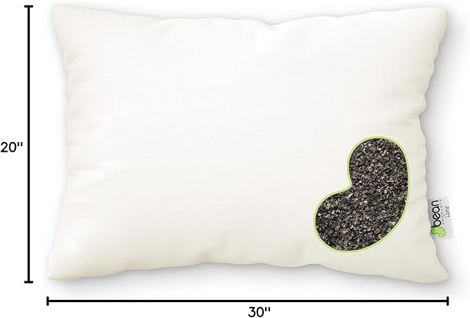 Bean Products 20" x 30" Queen Bed Pillow for Sleeping – Organic Buckwheat Fill with Organic Cotton Fabric, Soft Head Pillow – Eco-Friendly, Breathable, and Durable Sleep Aid, Made in The USA