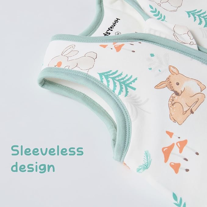Baby Sleeping Bag 2.5 TOG Cotton Winter Sleep Sack for Newborn babies, Unisex Baby Wearable Blanket with Animal Patterns, Deer, S