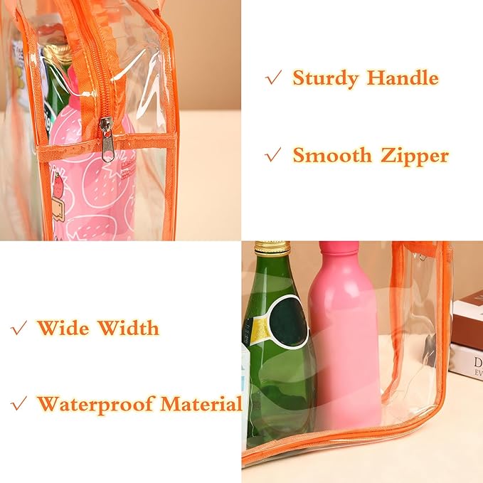 6 PCS Clear Storage Bags with Labels, Reusable PVC Bags with Zipper Travel Organizer Bag for Storage