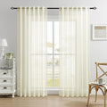 Dreaming Casa Ivory Sheer Curtains 84 Inches Long, Rod Pocket & Back Tab Light Filtering Textured Sheers for Living Room Bedroom, 2 Panels, Each 52" W x 84" L