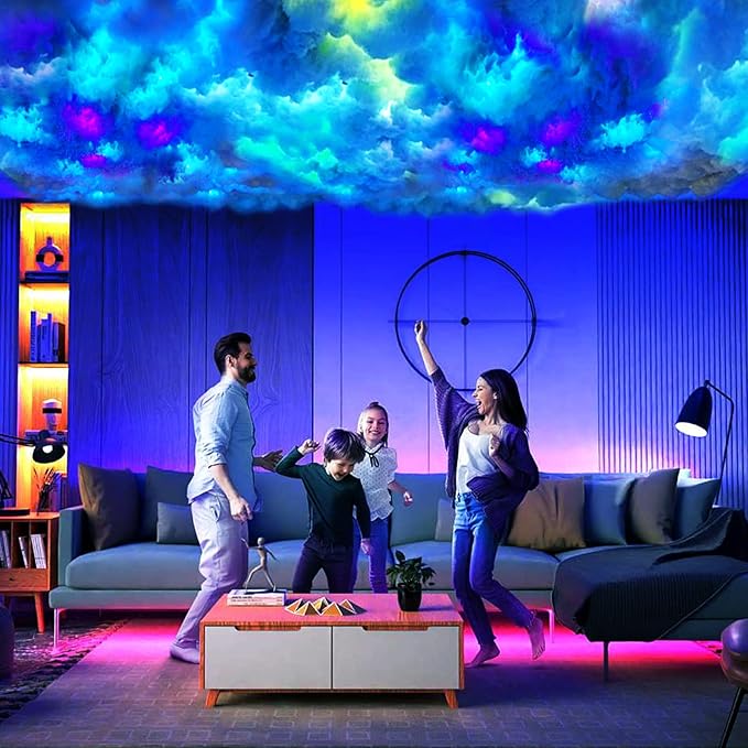 2025 New ， 3D Thundercloud LED Light Cotton Lightning Cloud Colorful Atmosphere Night Light, DIY Creative Cloud Lights Gaming Room Garage Club Bar dj Party Light, Restaurant，32 Feet
