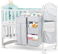 Hanging Diaper Caddy Organizer for Baby Crib - 3-in-1 Diaper Stacker for Changing Table Nursery Organization Storage Holder for Baby Essentials Attachment Portable Combining (Light grey)