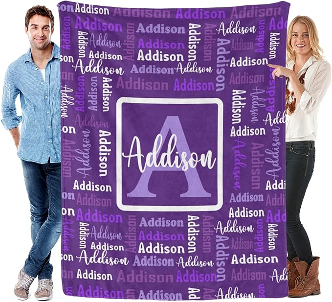Dr.TOUGH Name Blanket Personalized Blanket for Adult Kids Flannel Customized Personalized Blankets and Throws