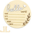 Hello World Newborn Sign, 5.9 Inch Baby Announcement Sign Welcome Board Wooden Name Birth Announcement Plaque for Baby Shower Photo Props Hospital Nursery