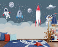 Children's Astronaut Rocket Moon Nursery Wall Mural Wallpaper 137" x 100"