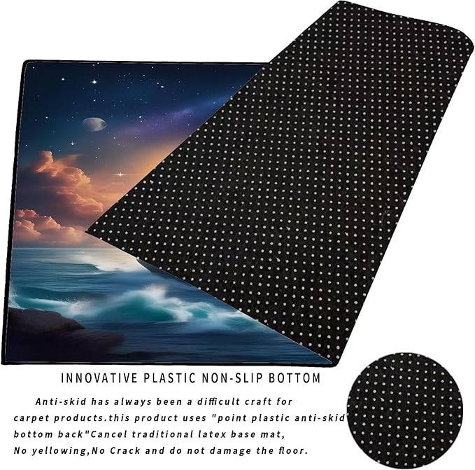 Galaxy Rug for Boys Room Nautical Ferry Boat Rugs for Kids Bedroom Cloud Ocean Space Carpet Sun Planet Printed Throw Rugs Doormat Living Room,31 in X 47 in