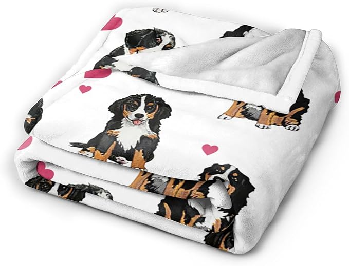 Bernese Mountain Dog Blanket Bernese Mountain Dog Gifts and Decor Cute Dog Throw Blanket Dog Blanket for Girls Women Kids Adults Soft Warm Cozy Fleece Blanket for Couch Sofa Bed 80"x60"