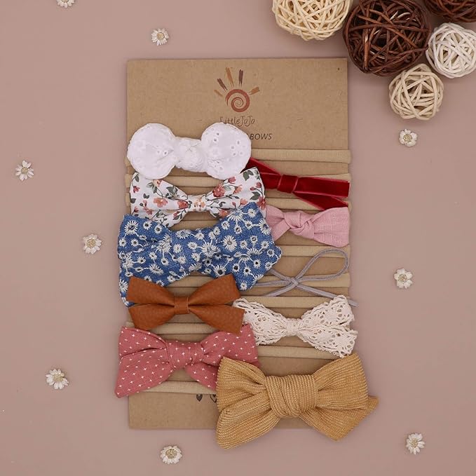 Baby Girl Headbands and Bows, Newborn Infant Toddler Nylon Hairbands Hair Accessories