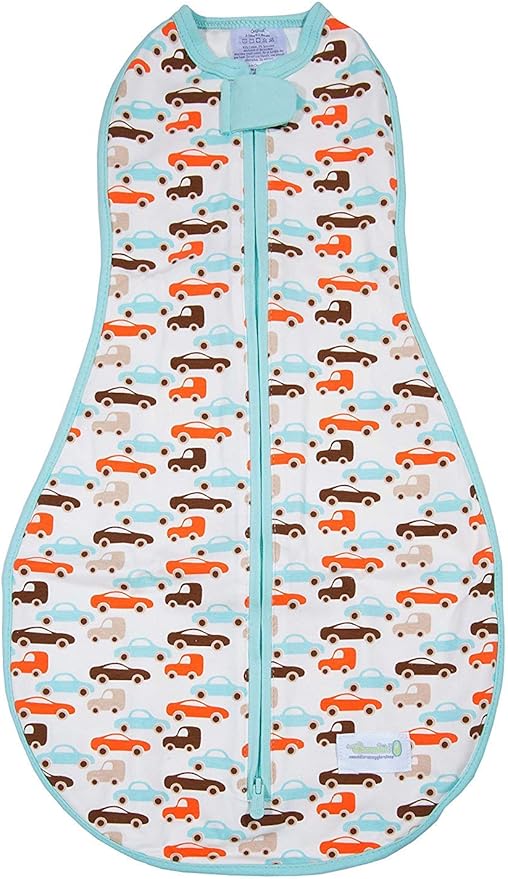 Woombie Original Baby Swaddling Blanket - Soothing, Cotton Baby Swaddle with Zipper - Wearable Newborn Blanket, Boys and Toys, 5-13 lbs