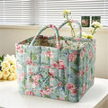 Boho Fabric Storage Basket, Collapsible Floral Laundry Nursery Hamper, Portable Folding Organizer Bin for Home Office Picnic Clothes Toys Books Sundries Storage (Floral 16)