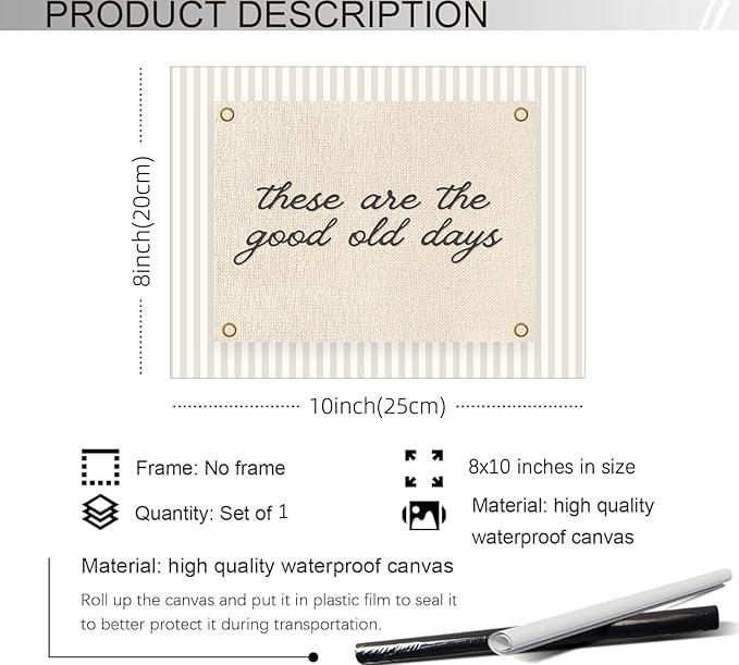 YYS These Are the Good Old Days Wall Art Inspirational Quotes Poster Modern Minimalist Positive Affirmations Canvas Prints for Office Bedroom Wall Decor 08x10 inch Unframed