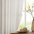 FMFUNCTEX Linen Semi Sheer Natural Curtains for Bedroom Living Room, Beige Curtain Panels 84 Inches Long Sheer Linen Textured Window Drapes Farmhouse Light Filtering 2 Panels Rod Pocket