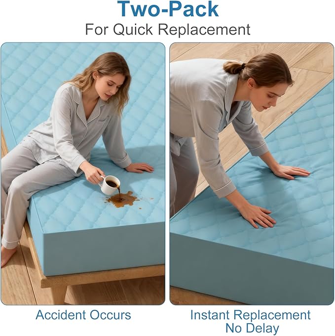 2Pack Waterproof Crib Sheets for Boy, Girl - Cotton 52X28 Fitted Crib Sheets Crib Mattress Protector Sheets,Soft Toddler Bed Sheets,Washable Infant Fitted Baby Bed Sheets (Blue, 52 * 28inch)
