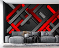 Red Black Metal 3D Wall Mural Wallpaper for Bedroom 137" x 100"