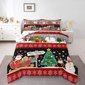 Erosebridal Christmas Tree Decor Quilts Cartoon Snowman Comforter Set for Teens Kids Boys Xmas Deer Elk Santa Claus Bedding Set for New Year Snowflake Red and Black Duvet Insert Queen Size
