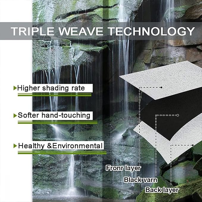 Forest Waterfall Blackout Windows Curtains, Rocky Waterfall to Pond Running Off Scenic Nature Themed Picture Print Curtains, for Living Room Bedroom 72x63in 2 Panels