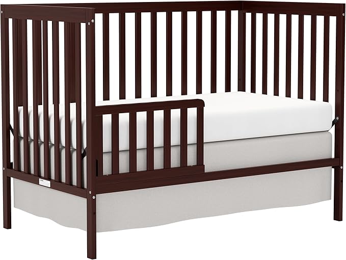 Baby Crib 5-in-1 Convertible, Wooden Nursery Cribs Converts to Toddler Bed, Daybed and Full Size Bed, 3 Adjustable Base, Non-Toxic Finish