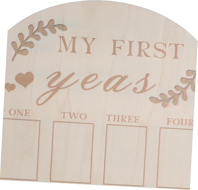 First Year Photo Frame Wooden Milestone Board for Newborns Months Picture Display Keepsake Nursery Easy Photo Replacement Safe Sturdy Material