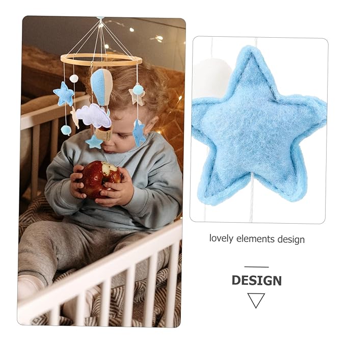 SECFOU Crib Mobile for Nursery Room Adorable Felt Hot Air Balloon Design Wall Hanging Ornament for Girls Engaging Decoration for Boy Girl Bedroom