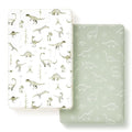 GRSSDER Pack n Play Sheets Fitted 2 Pack, Stretchy Ultra Soft Pack and Play Sheets, Universal Fitted Portable/Mini Crib Mattresses Snug and Safe, Jersey Crib Sheets for Boys, Dinosaurs