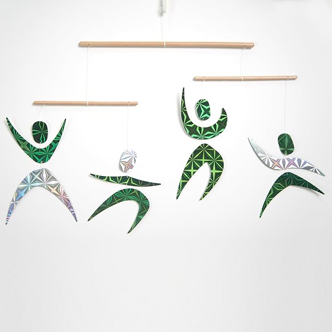 Green Dancers Hanging Mobile,Montessori Mobile, Infant Toy, Baby Mobile, Visual Tracking, Newborn Toy