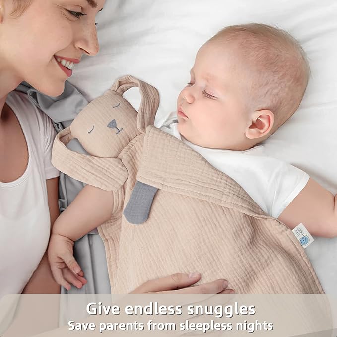 Lulu moon Puppy Security Blanket: Skin-Friendly Muslin Lovey for Travel & Daycare - Snuggle Lovie for Self-Soothe