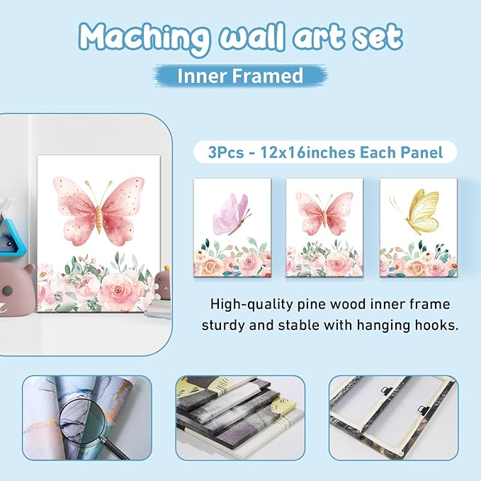 Personalized Baby Bedding Set: 5 Piece Custom Gift Butterfly Design Crib Bed Set with Name, Nursery Bedding Set for Baby Girls and Boys, Floral Crib Bedding Gifts