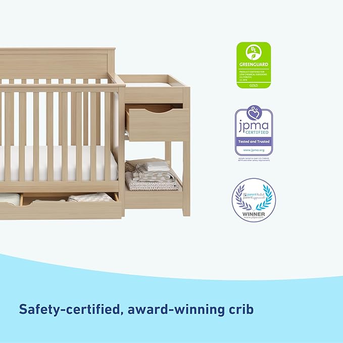 Graco Shiloh 5-in-1 Convertible Crib & Changer with Drawer (Driftwood) – GREENGUARD Gold Certified Baby Crib Crafted from Wood, Converts to Toddler Bed, Daybed, and Full-Size Bed